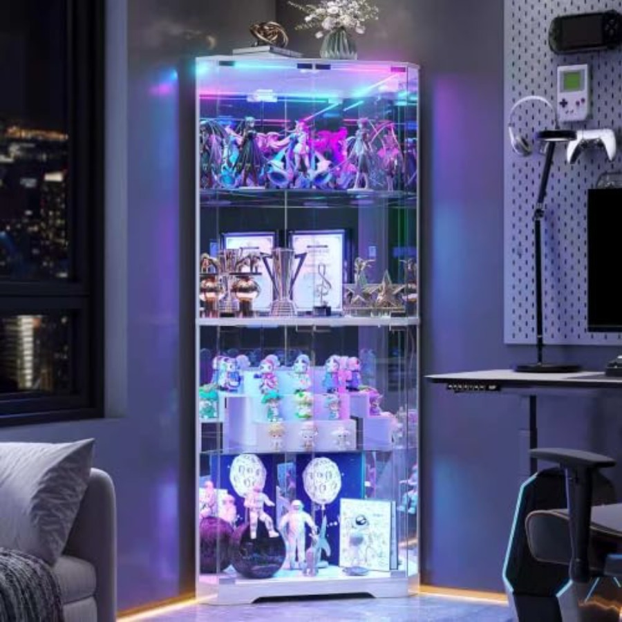 Glass Cabinet Display - Lemari Pajangan Sudut Tinggi 64,7 inci