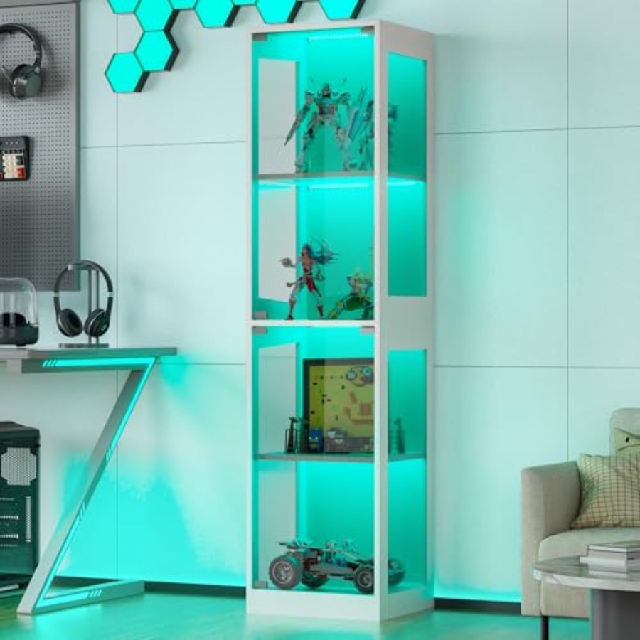 Glass Cabinet Display - Lemari pajangan kaca dengan lampu RGB