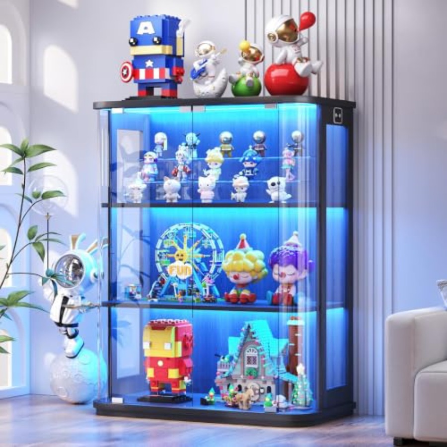 Glass Cabinet Display - Lemari Pajangan 3 Tingkat Berbentuk Bulat