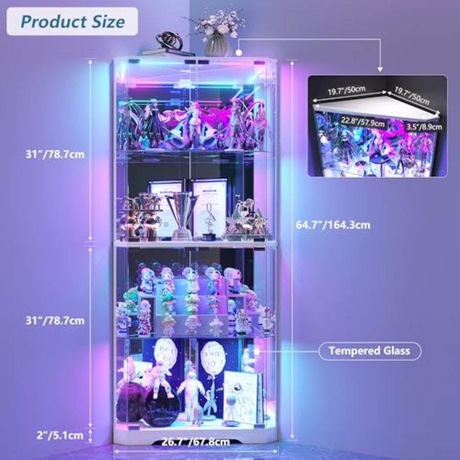 Lemari Pajangan Sudut Tinggi 6 - Glass Cabinet Display ulasan dan harga