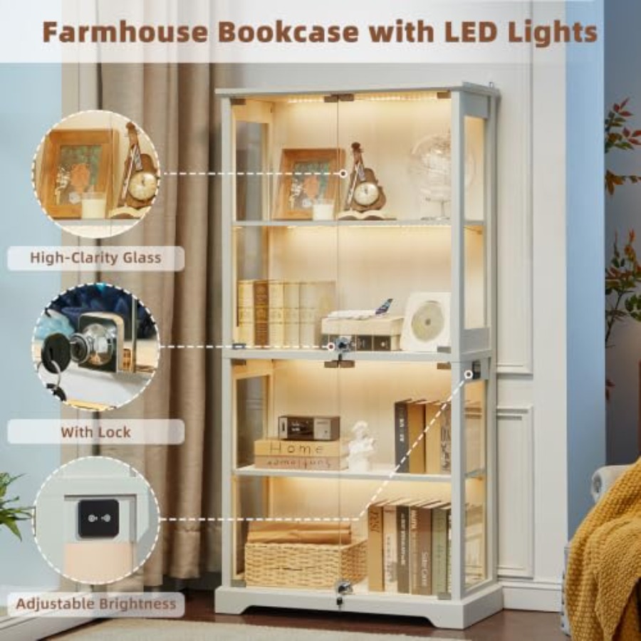 Lemari Pajangan Kaca Gaya Farm - Glass Cabinet Display ulasan dan harga