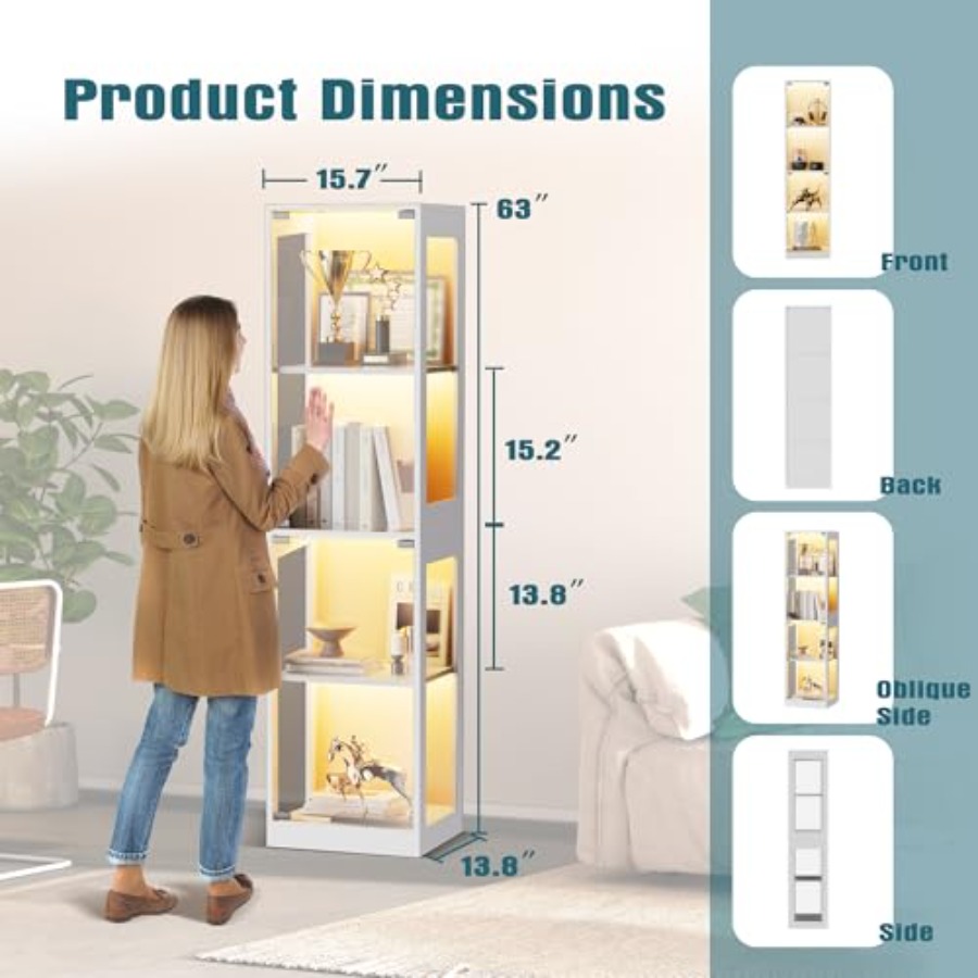Lemari pajangan kaca dengan la - Glass Cabinet Display ulasan dan harga