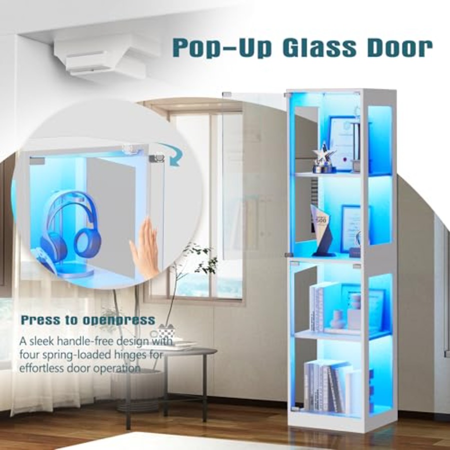Lemari pajangan kaca dengan la - Glass Cabinet Display ulasan dan harga