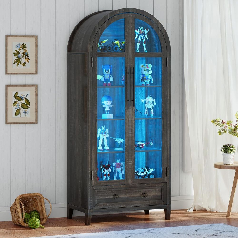 Lemari Pajangan Kaca Lengkung  - Glass Cabinet Display ulasan dan harga