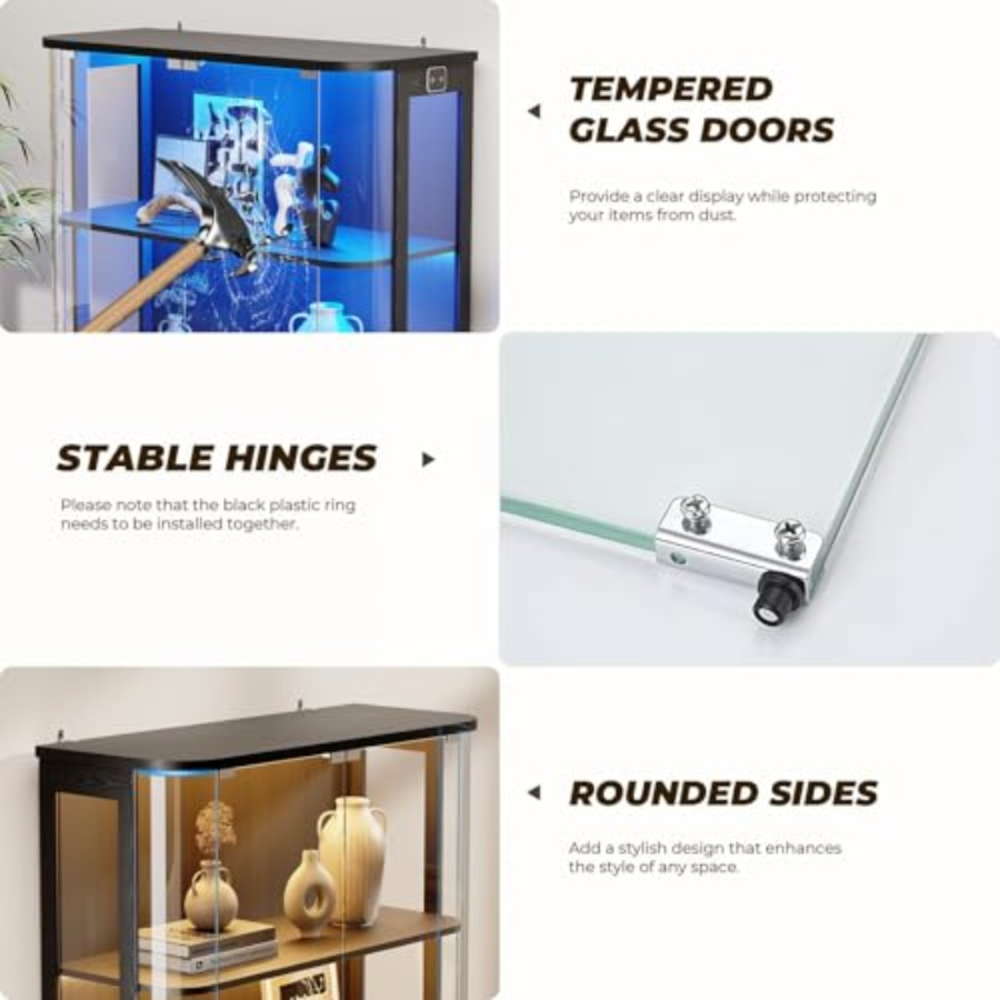 Lemari Pajangan 3 Tingkat Berb - Glass Cabinet Display ulasan dan harga