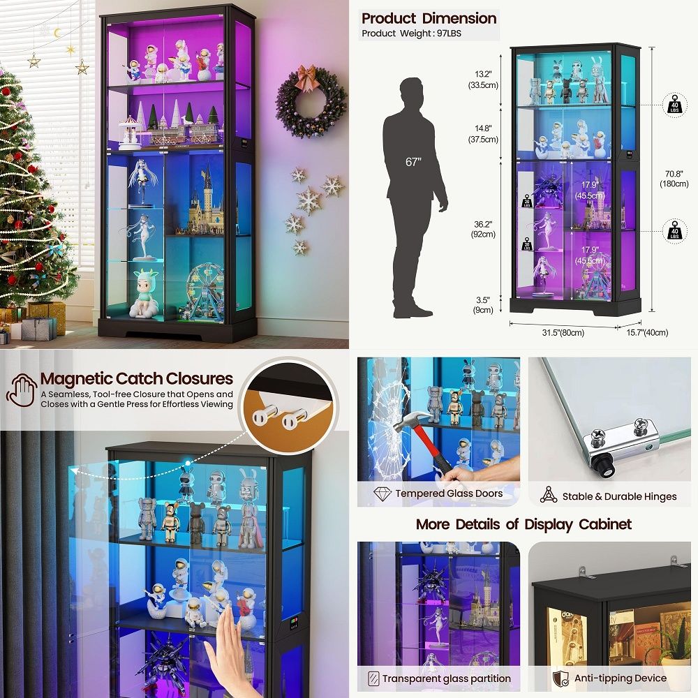 Lemari pajangan sudut berlampu - Glass Cabinet Display ulasan dan harga