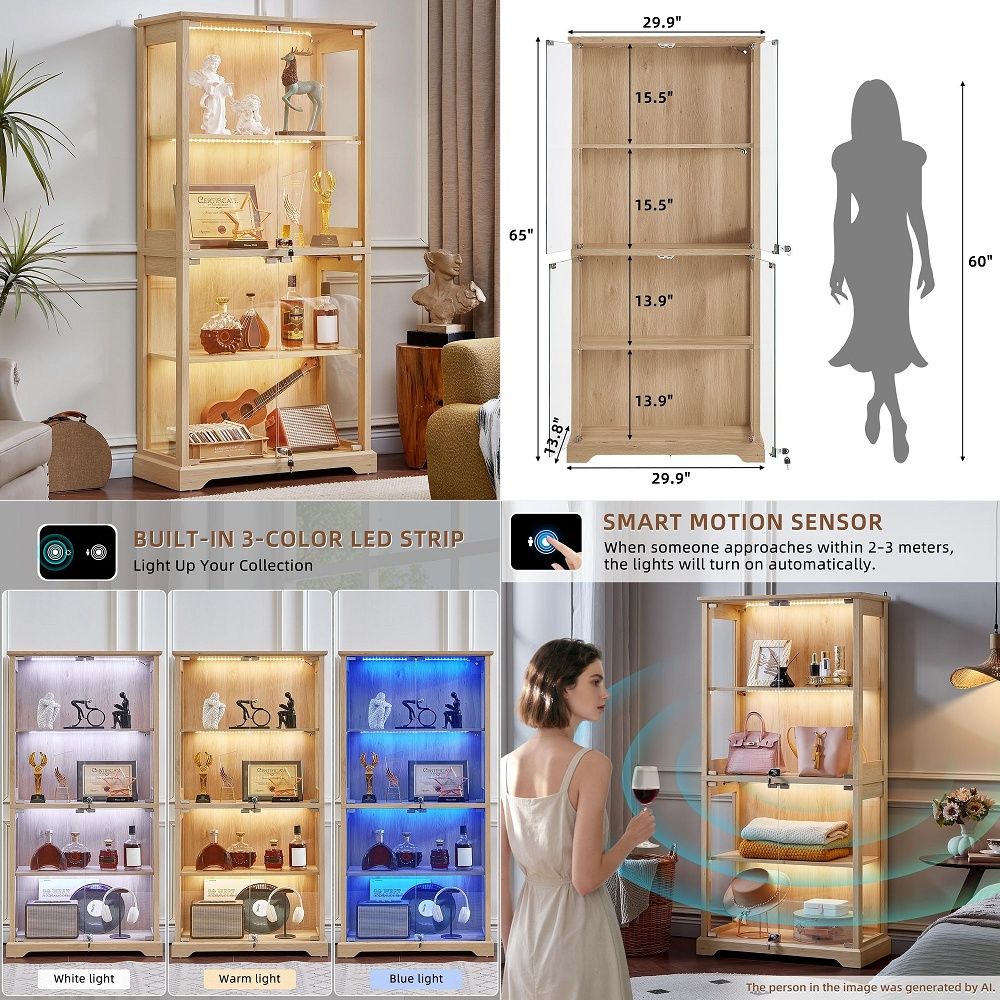 Lemari Pajangan Kaca Farmhouse - Glass Cabinet Display ulasan dan harga