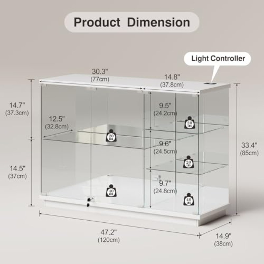 Lemari Pajangan Kaca RGB denga - Glass Cabinet Display ulasan dan harga